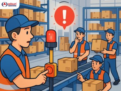 Nút bấm Andon trong logistics giúp báo sự cố, thiếu vật tư và chậm tiến độ để vận hành nhanh